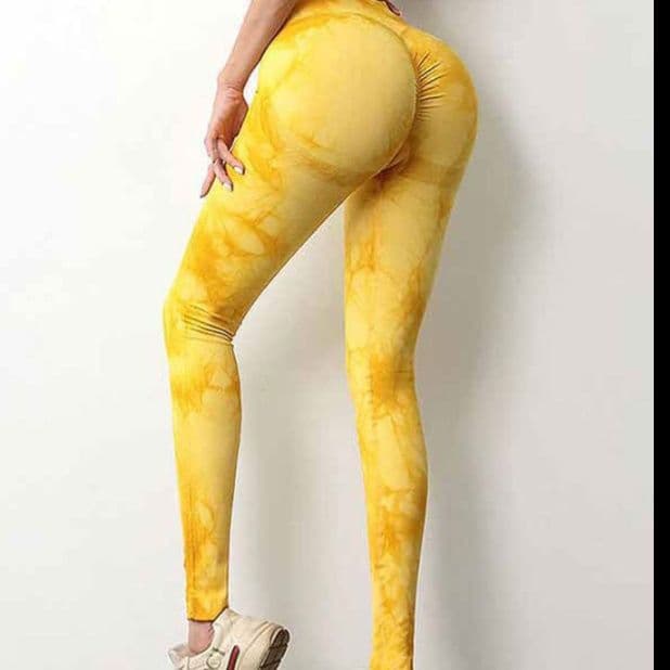 スパッツ 芸術的タイダイ柄高伸縮フィットネススパッツ